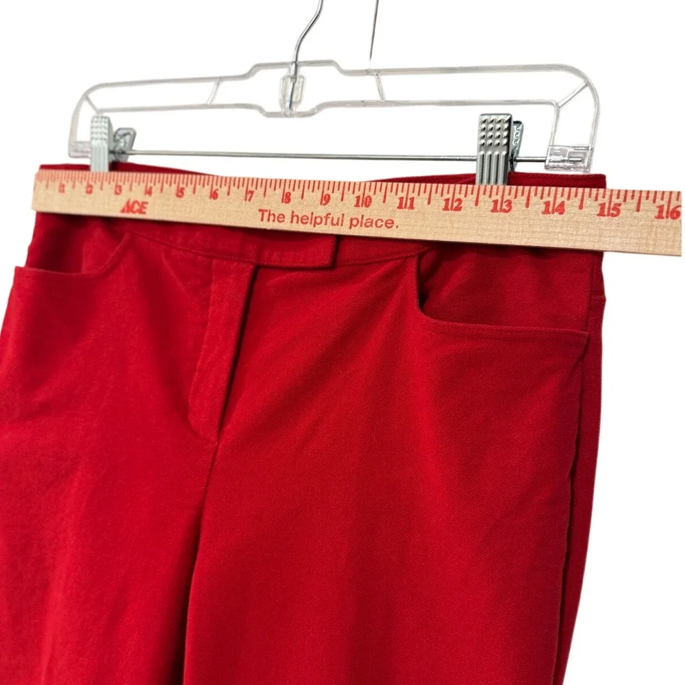 Theory 4 High Rise $298. Moleskin Twill Trousers Cotton Pants Cropped Red - Picture 6 of 10